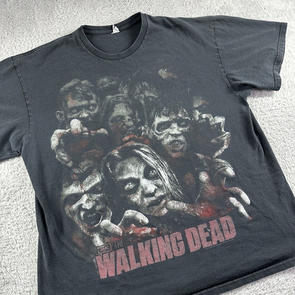 The Walking Dead Zombie Faces TWD Shirt Mens‎ Large Black Big Graphic Horror